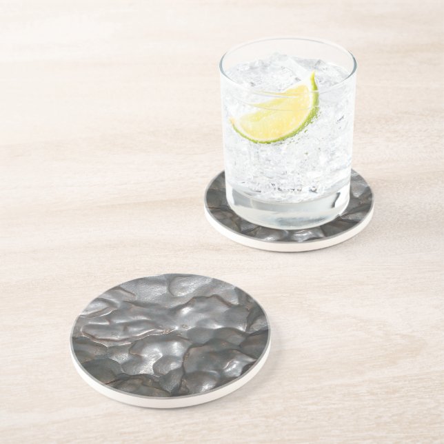 Metallic Meteorite Rock Print,   Coaster (Side)