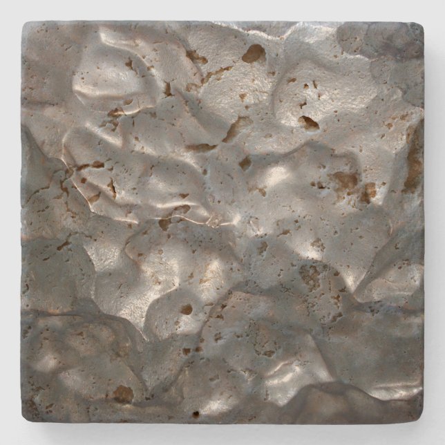 Metallic Meteorite Rock Print,  Stone Coaster (Front)