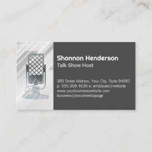 Metallic Microphone   Podcast Business Card