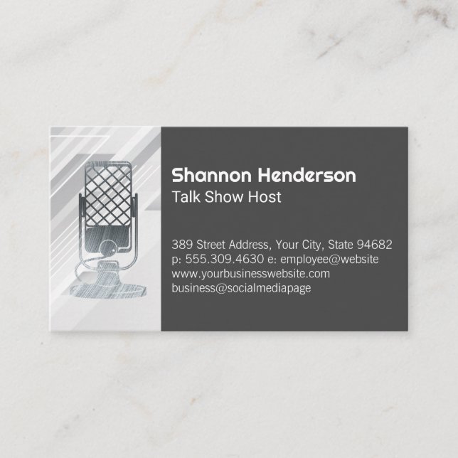 Metallic Microphone | Podcast Business Card (Front)