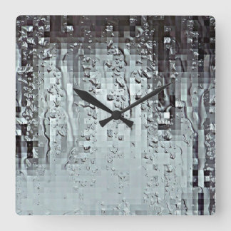 Metallic Modern Abstract Rain Droplets Personalise Square Wall Clock