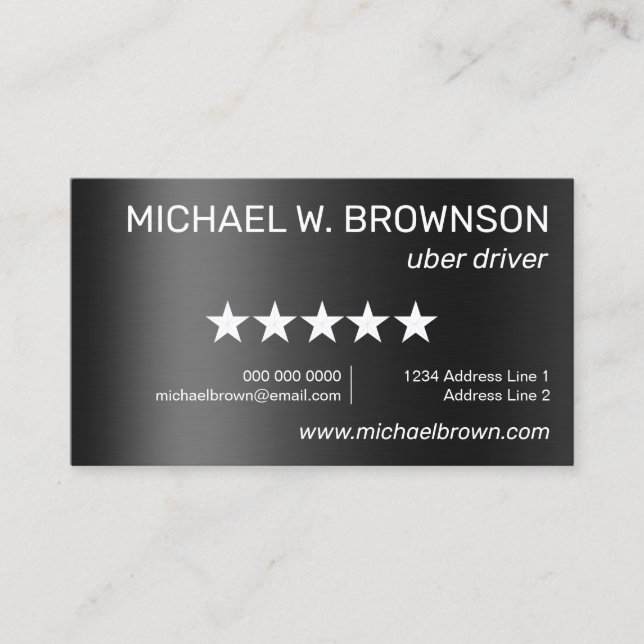 Metallic Modern Minimal Driver Business Card (Front)