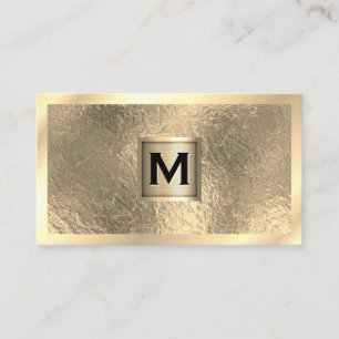 Metallic Monogram Banner   Gold Border   Gold Foil Business Card