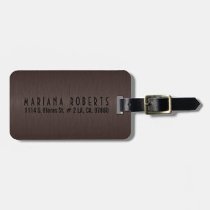 Metallic Monogramed Brown 2 Brushed Aluminium Look Luggage Tag