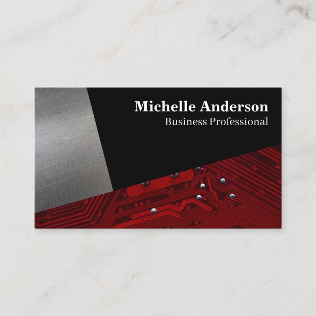 Metallic | Motherboard | Geometric Business Card (Front)