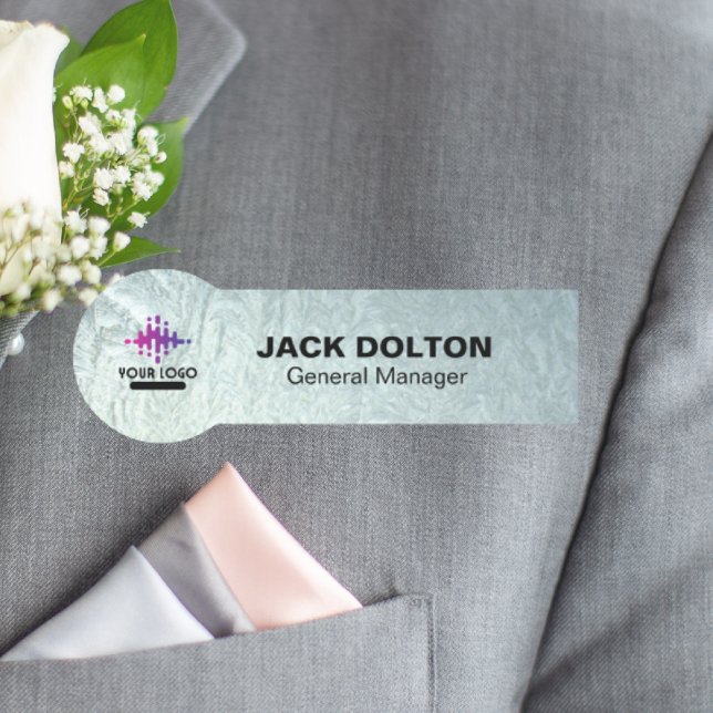 Metallic Name Tag Featuring Company Logo for Staff (Creator Uploaded)