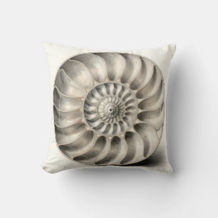 Metallic Nautilus Shell Spiral Geometric Cushion