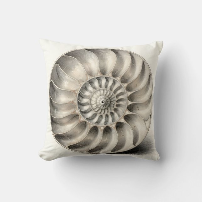 Metallic Nautilus Shell Spiral Geometric  Cushion (Front)