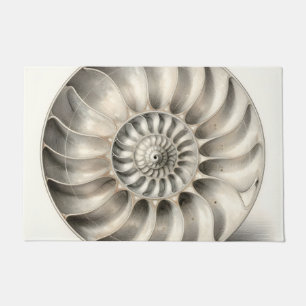 Metallic Nautilus Shell Spiral Geometric Doormat
