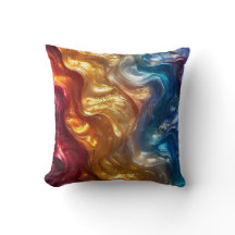 Metallic Oil Slick Abstract Cushion