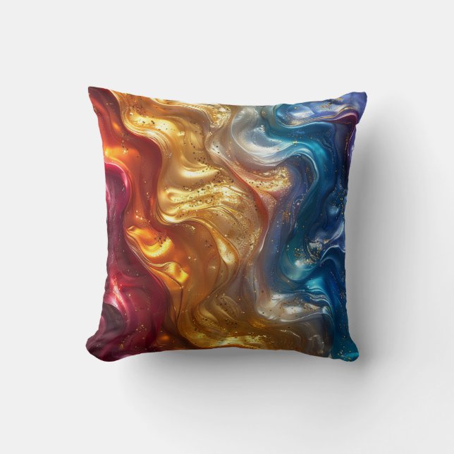 Metallic Oil Slick Abstract Cushion (Front)