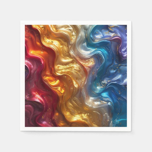 Metallic Oil Slick Paper Napkin (Front)