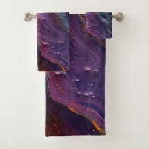 Metallic Oil Swirl Art Towel Set