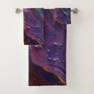 Metallic Oil Swirl Art Towel Set