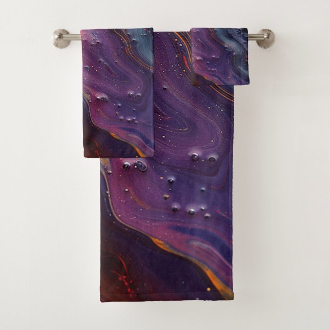 Metallic Oil Swirl Art Towel Set (Insitu)