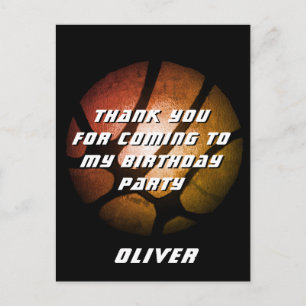 Metallic Orange Basketball Ball Birthday Thank you Postcard