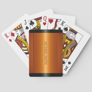 Metallic Orange Stainless Steel Metal Look Playing Cards