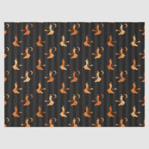 Metallic Orange Witches Black Halloween Decoupage Tissue Paper