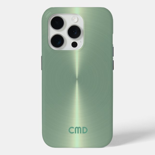 Metallic Pale Green Texture Stainless Steel Look Case-Mate iPhone Case (Back)