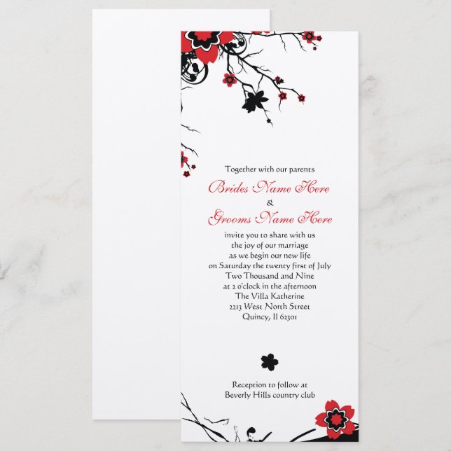 Metallic Paper Cherry Blossom Wedding Invite (Front/Back)