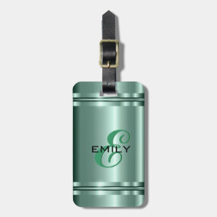 Metallic Pastel Green Design Stainless Steel Look Luggage Tag