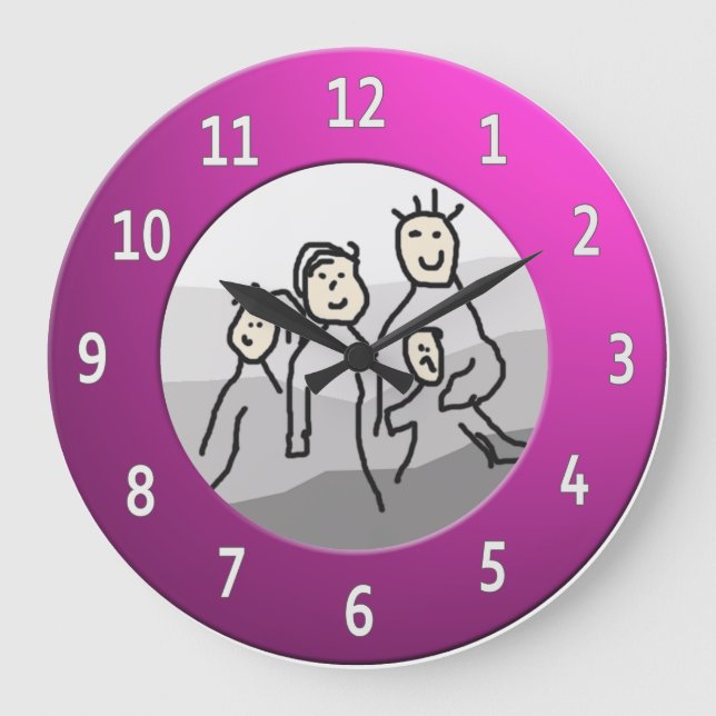 Metallic Personalise Round Pink Framed Photo Large Clock (Front)