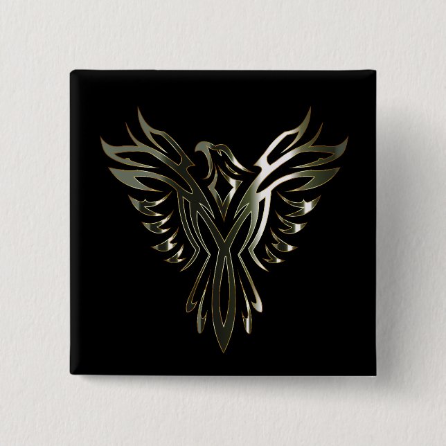Metallic Phoenix 15 Cm Square Badge (Front)