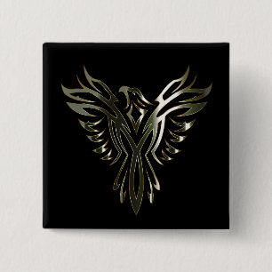 Metallic Phoenix 15 Cm Square Badge