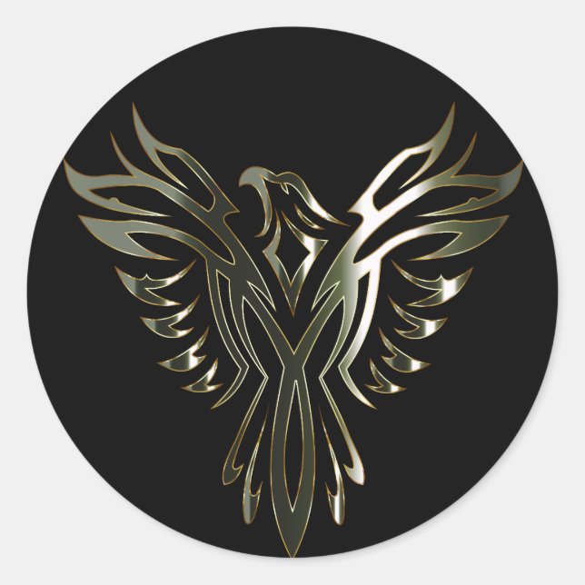 Metallic Phoenix Classic Round Sticker (Front)