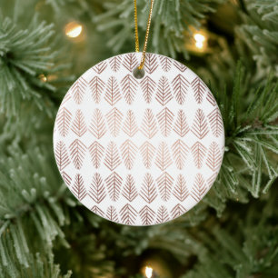 Metallic pine trees pattern - copper ceramic tree decoration