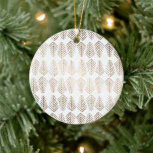 Metallic pine trees pattern - gold ceramic tree decoration
