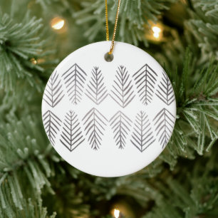 Metallic pine trees - silver ceramic tree decoration