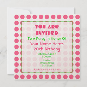 Metallic Pink and Green Birthday Party Invitatin Invitation