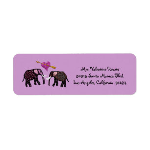 Metallic Pink Elephants Valentine Address Labels