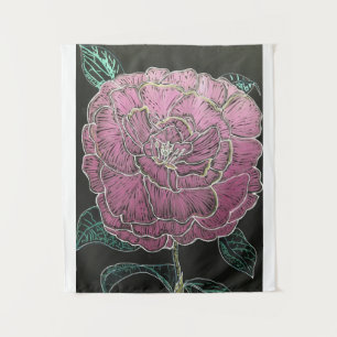 Metallic Pink Flower Tapestry