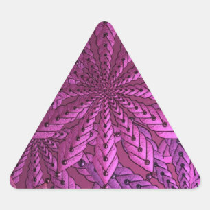 Metallic Pink Fractal Art Flowers Triangle Sticker