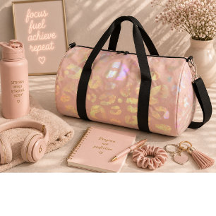 Metallic Pink Leopard Pattern Duffle Bag