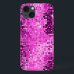 Metallic Pink Sequins Look Disco Mirrors Bling iPhone 13 Case<br><div class="desc">Popular shiny metallic sequence look hot pink tones disco style iPhone 4/4S case cover. Retro 70's disco ball mirrors with the bling and sparkles. Look for this design in many tones. Purple blue green pink and can be requested in your favourite colour. It is a image pattern and not actual...</div>
