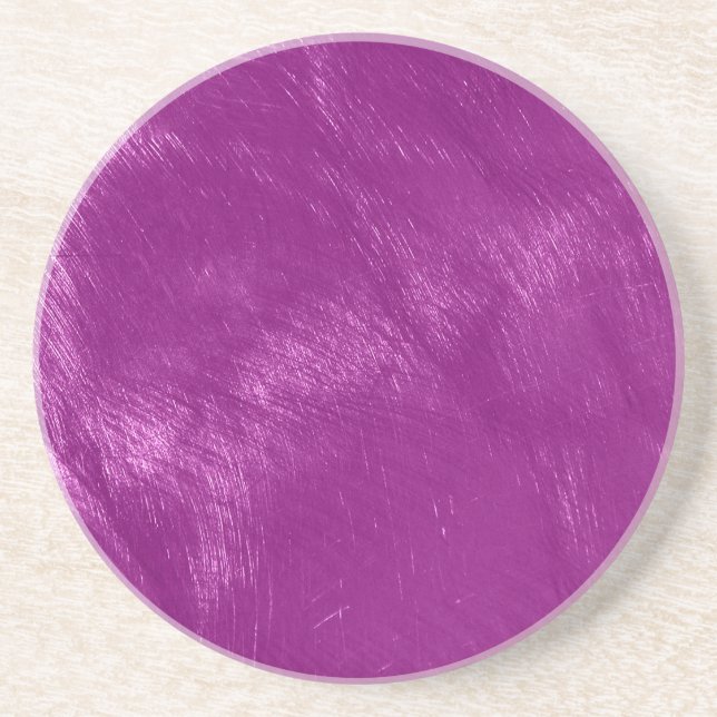 Metallic Pink Shiny Brushed Steel Look Coaster (Front)