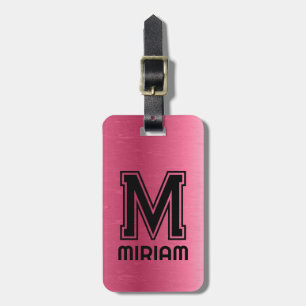 Metallic Pink Texture Custom Black Text Luggage Tag