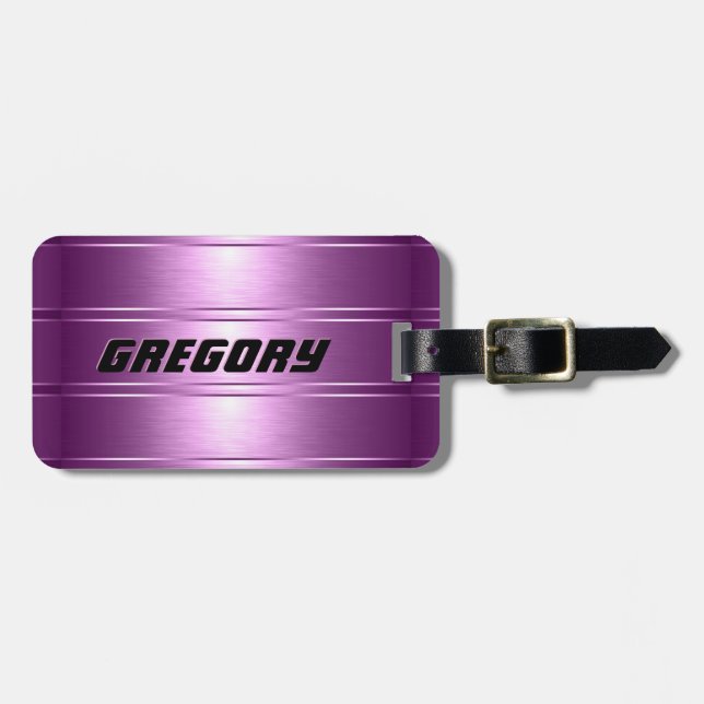 Metallic Pink Tones Stripes Pattern 2 Luggage Tag (Front Horizontal)