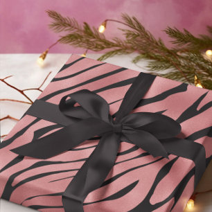 Metallic pink Zebra Pattern Wrapping Paper