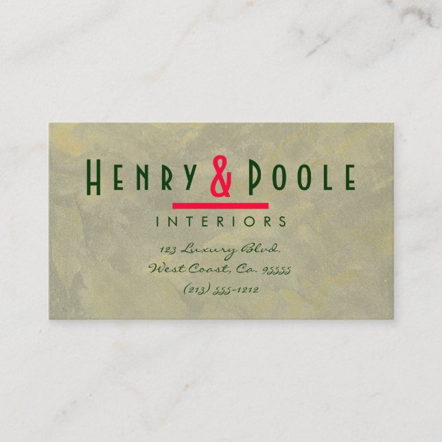 Metallic Plaster Interior Designer Branding Business Card (Front)