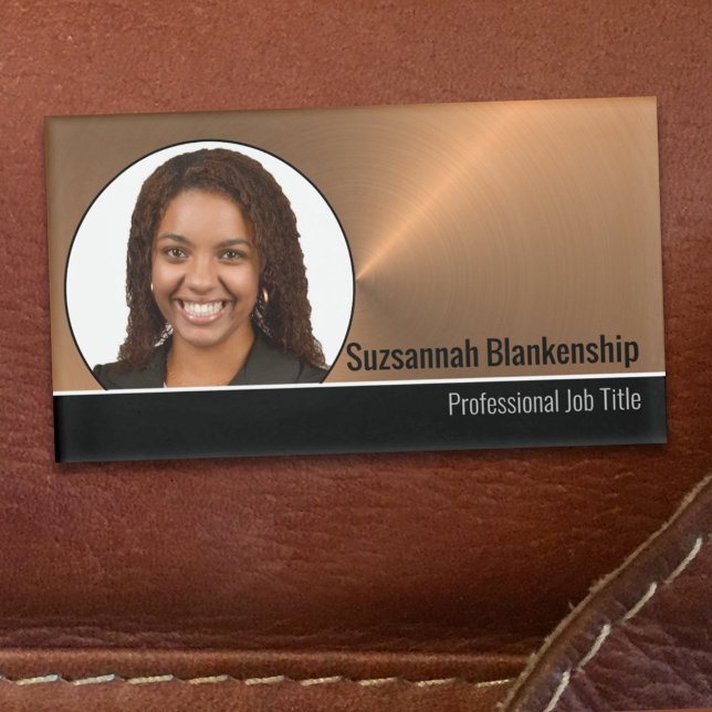 Metallic Professional Copper Flare Custom Photo Name Tag (Creator Uploaded)