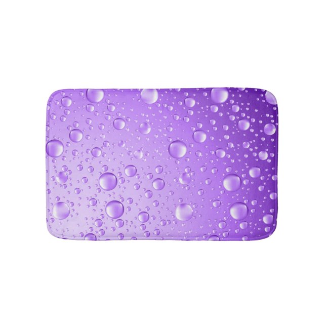 Metallic Purple Abstract Rain Drops Bath Mat (Front)