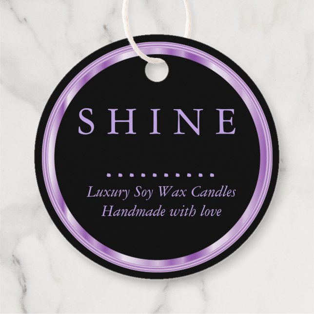 Metallic Purple and Black Favour Tags (Back)