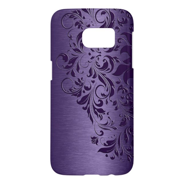 Metallic Purple Background Deep Purple Lace Case-Mate Samsung Galaxy Case (Back)
