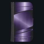 Metallic Purple Brushed Aluminium Look Samsung S4 Wallet Case<br><div class="desc">Elegant monogramed deep purple metallic shiny design in brushed aluminium look This is not a metal but image that looks metallic and shine is a digital effect</div>
