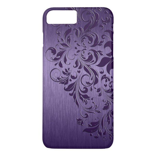 Metallic Purple Brushed Aluminium Purple Lace Case-Mate iPhone Case (Back)
