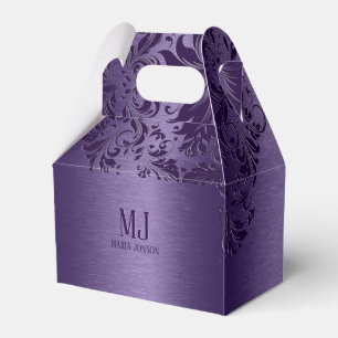 Metallic Purple Brushed Aluminium Purple Lace Favour Box